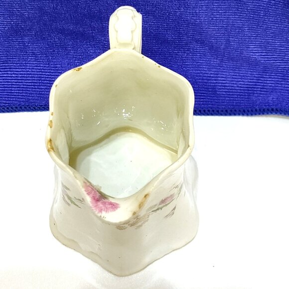 US Pottery Semi-Vitreous Porcelain Pitcher w/ Gold Gilding Floral Design Antique - Picture 5 of 10